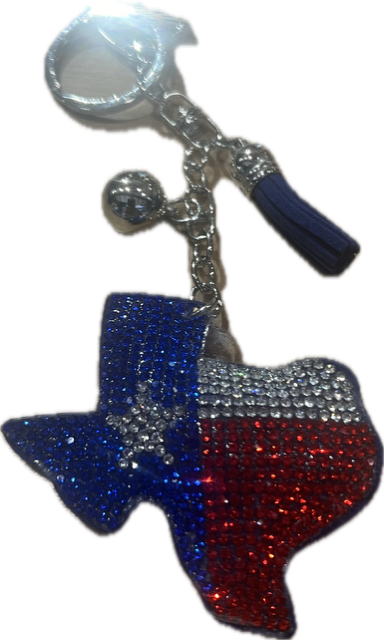 Texas Rhinestone Charm - Keychain