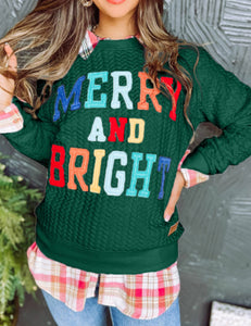 Merry and Bright Green Crew Sweater