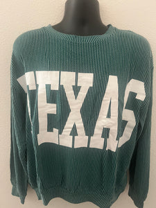 TEXAS corded light weight crewneck sweatshirt with stretch