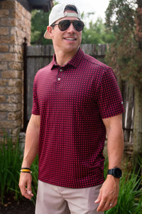 Performance Polo - Texas Red & Black