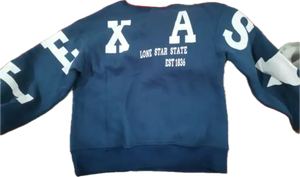 Texas Lone Star State French Terry Crew Navy Fleece Sweatshirt