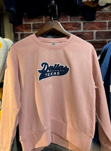 Dallas Texas Script Tail Chenille Sueded Sweatshirt