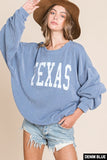 TEXAS corded light weight crewneck sweatshirt with stretch