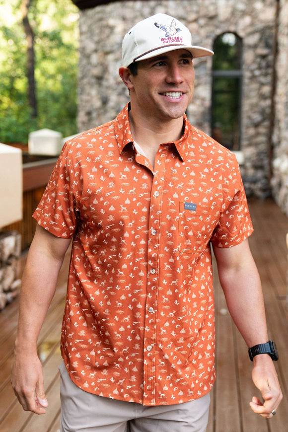 Burlebo Performance Button Up - Lone Star State (Orange)